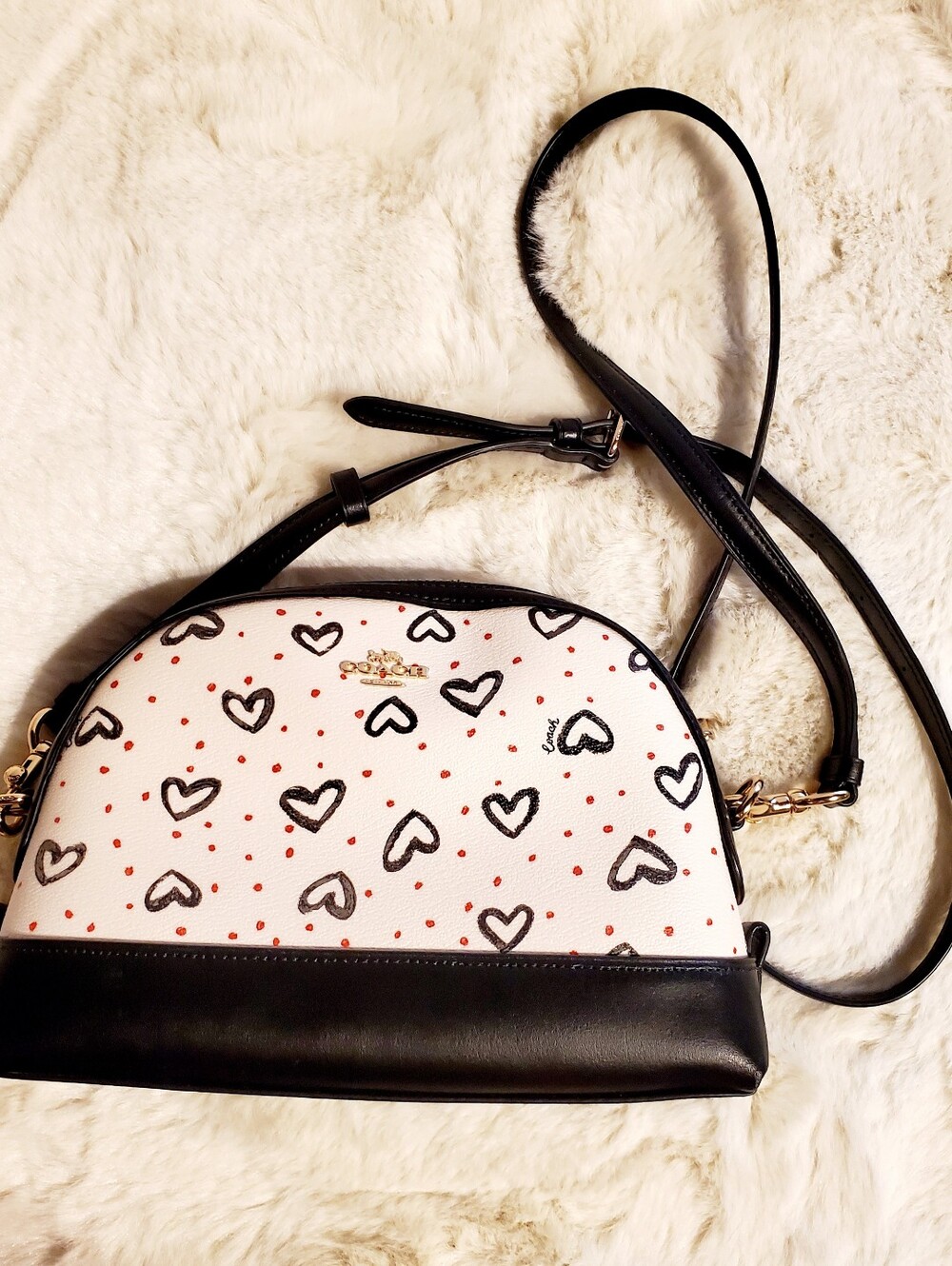Coach Dome Crossbody With Crayon Hearts Print (Style Number 91152)